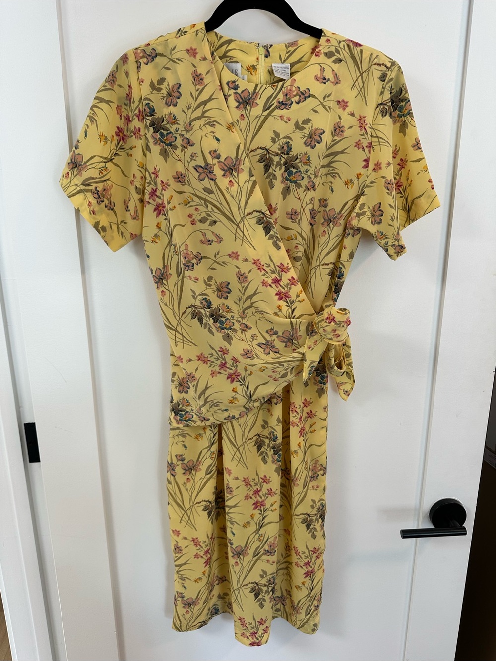 Vintage yellow faux wrap dress